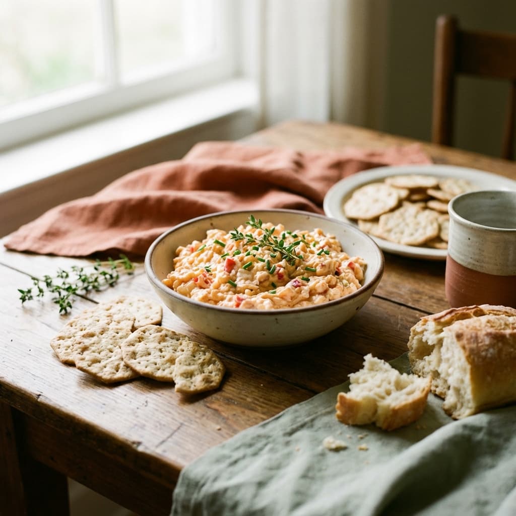 de'LOU'cious Eats homemade pimento cheese spread with crackers